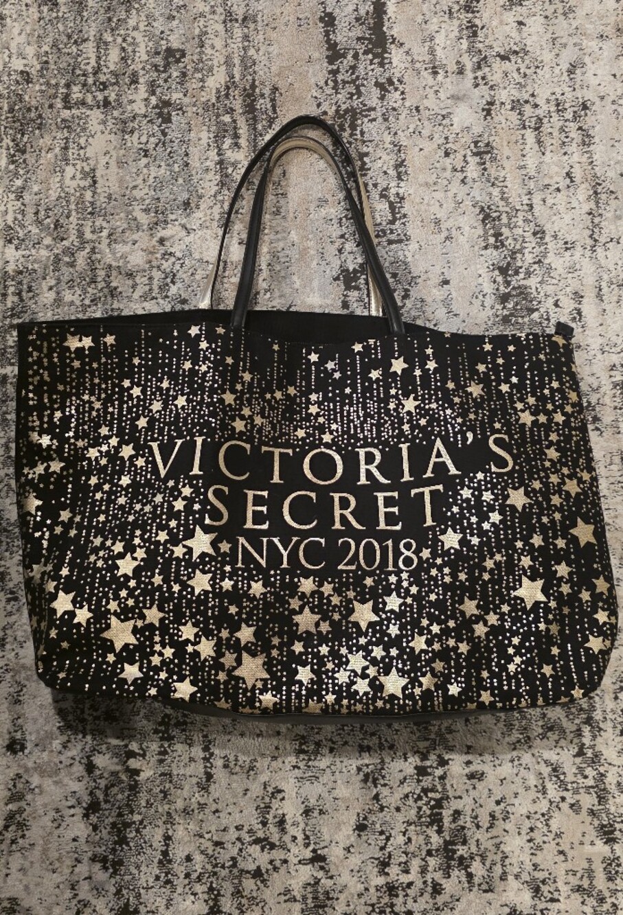 Victoria's Secret Black Tote with Gold Star Print